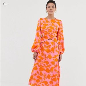Asos pink and orange silk dress